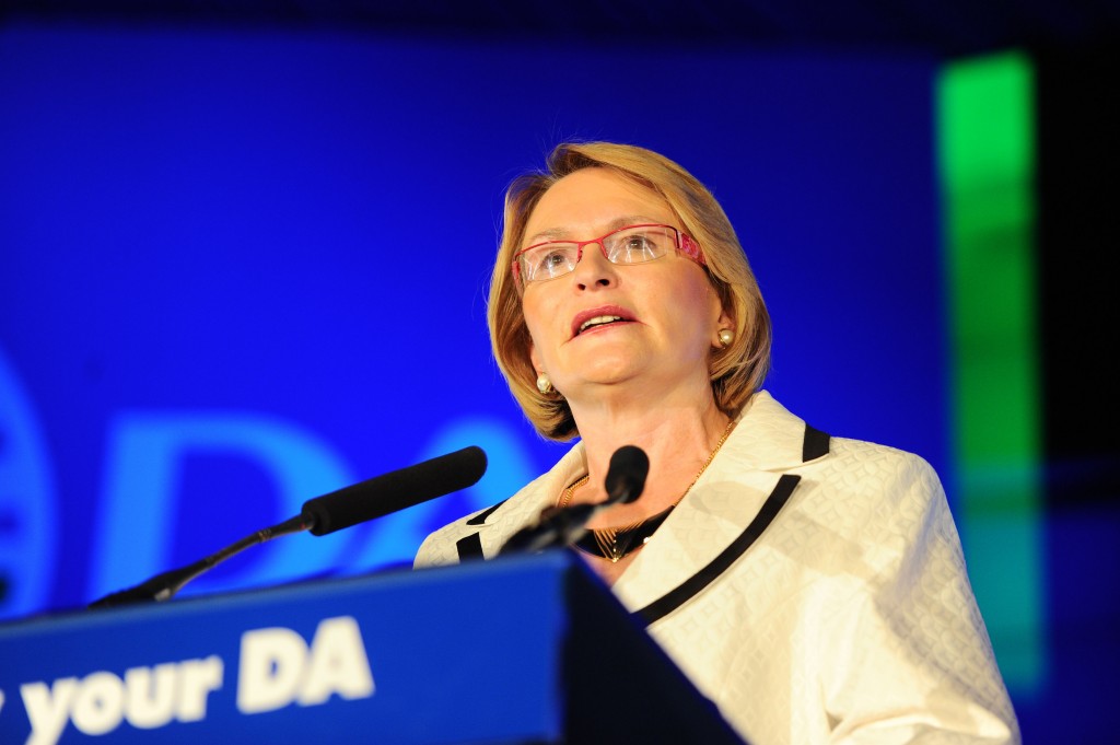 FILE PIC - Democratic Alliance leader Helen Zille addresses supporters, 13 April 2013, in Alexandra, at the launch of the Know Your DA campaign. Picture: Michel Bega