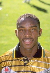 Portrait of Benni McCarthy of South Africa before a Friendly match against France in France. Mandatory Credit: Phil Cole/Allsport