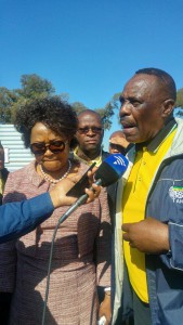 ANC chairperson Baleka Mbete and regional chairman Simon Mofokeng on the campaign trail in Midvaal on Sunday. Photo: ANA/Getrude Makhafola