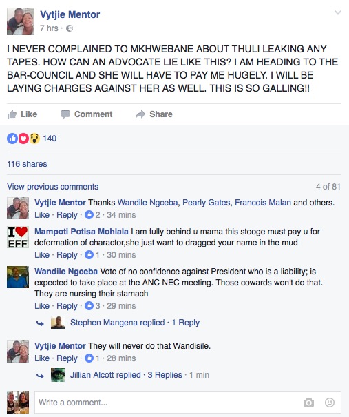 A screenshot of Vytije Mentor's Facebook post. Picture Facebook.