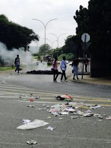 Students leave the Tshwane University of Technology on Wednesday after classes were suspended following protests by some students at the campus. PHOTO: ANA