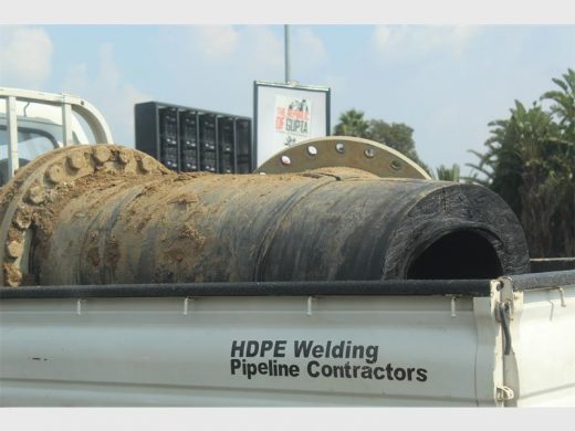 A section of the main water pipeline that exploded
