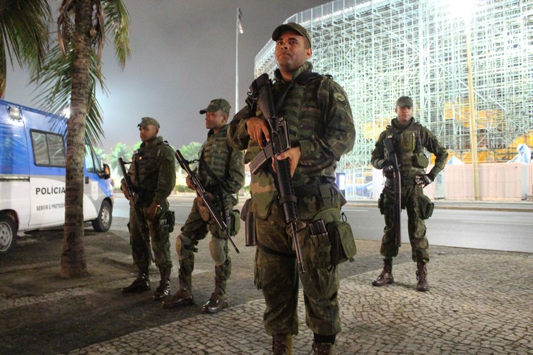 Military police on patrol outside an Olympic venue in Copacabana, near a major prostitution zone. Amanda De Lisio, Bournemouth University