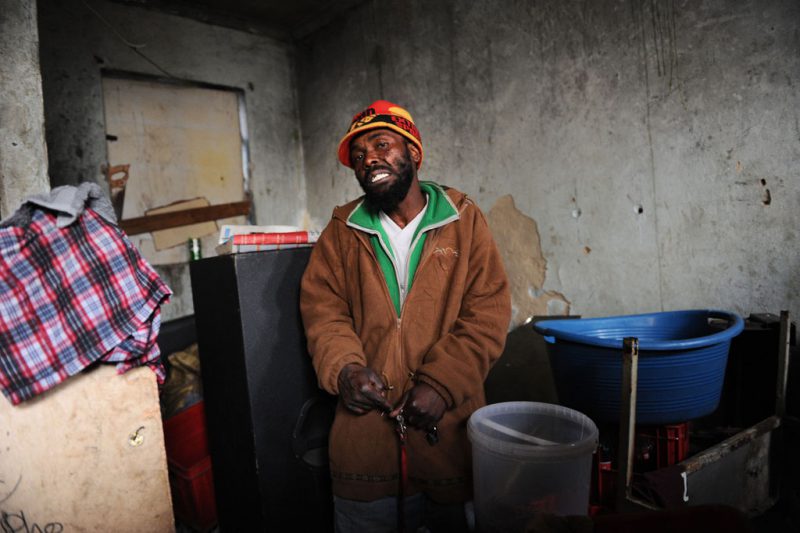 Resident Itumeleng Malatsi is passionate about music and earns a living working as a DJ and events manager. He hopes to start an internet radio station in the near future. The eviction left his events sound system damaged and much of his goods and savings stolen. To supplement his income he is also involved in recycling. Picture: Michel Bega