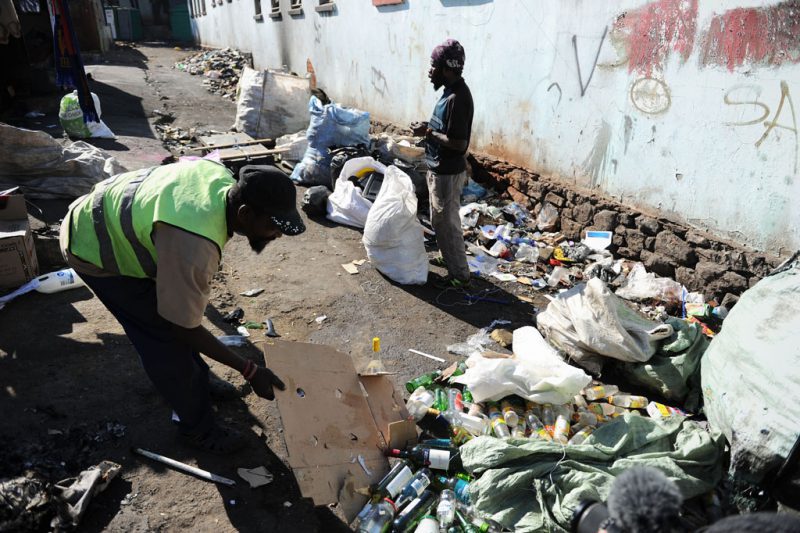 With many members of the community working as recyclers, Nhlanhla is looking towards starting an NPO on the premises to provide basic service delivery and recycling services in the future and a possible materials recovery facility. Many of the materials collected for recycling were trashed or stolen during the eviction. Community members are rebuilding their stocks, which are collected from all across the city. Picture: Michel Bega