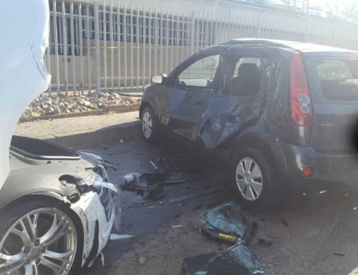 One of the cars which it collided with upon entering the clinic