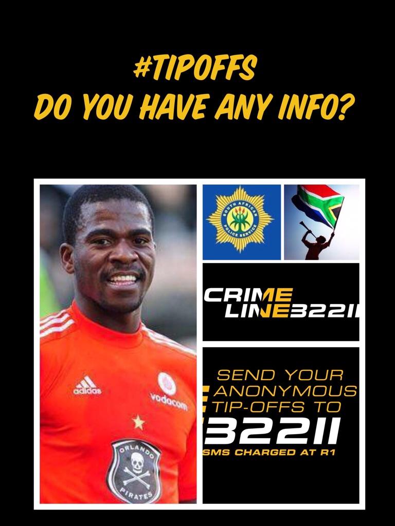 FILE PICTURE: A poster with information on the reward offered for information on the suspects involved in Senzo Meyiwa's murder.