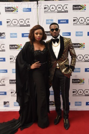 Celebrities Bonang Matheba and D'bang pose for pictures on the red carpet at the 5th annual MTV Africa Music Awards in held Durban, 18 July 2015. The award show also celebrates the 10 year anniversary of MTV Base with this year’s theme being “Evolution”.  Picture: Refilwe Modise