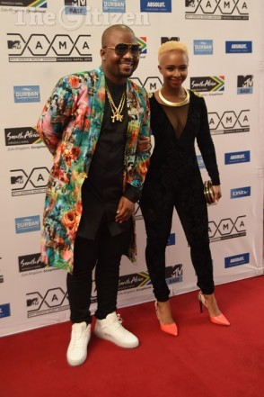 Celebrity couple Cassper Nyovest and Boity Thulo pose for pictures on the red carpet at the 5th annual MTV Africa Music Awards in held Durban, 18 July 2015. The award show also celebrates the 10 year anniversary of MTV Base with this year’s theme being “Evolution”.  Picture: Refilwe Modise
