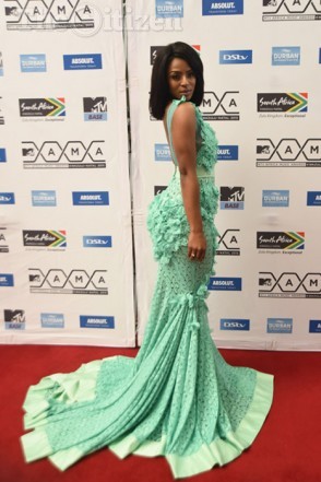 Actress Jessica Nkosi poses for pictures on the red carpet at the 5th annual MTV Africa Music Awards in held Durban, 18 July 2015. The award show also celebrates the 10 year anniversary of MTV Base with this year’s theme being “Evolution”.  Picture: Refilwe Modise