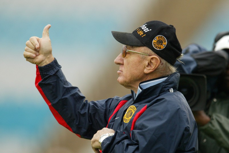 JOHANNESBURG, SOUTH AFRICA - 6 March 2004, Ted Dumitru shows thumps up to his players during the PSL match between Kaizer Chiefs and Black Leopards at FNB Stadium in Johannesburg, South Africa.

Photo Credit : © Duif du Toit  Gallo Images