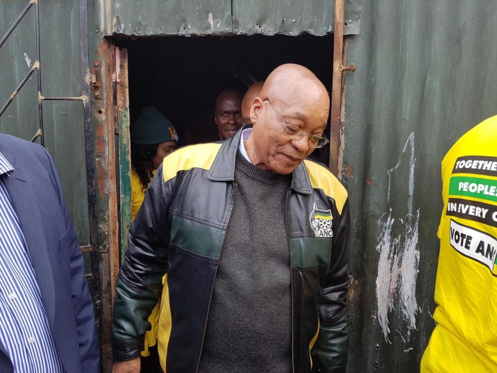 President Jacob Zuma goes door-to-door in Khayelitsha while on an election campaign stop in Cape Town. Pic: Chantall Presence / ANA