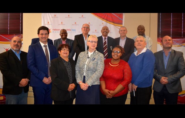 Nelson Mandela Bay Executive Mayor Athol Trollip with his mayoral committee team on Wednesday at the Uitenhage Town Hall. Photo: ANA