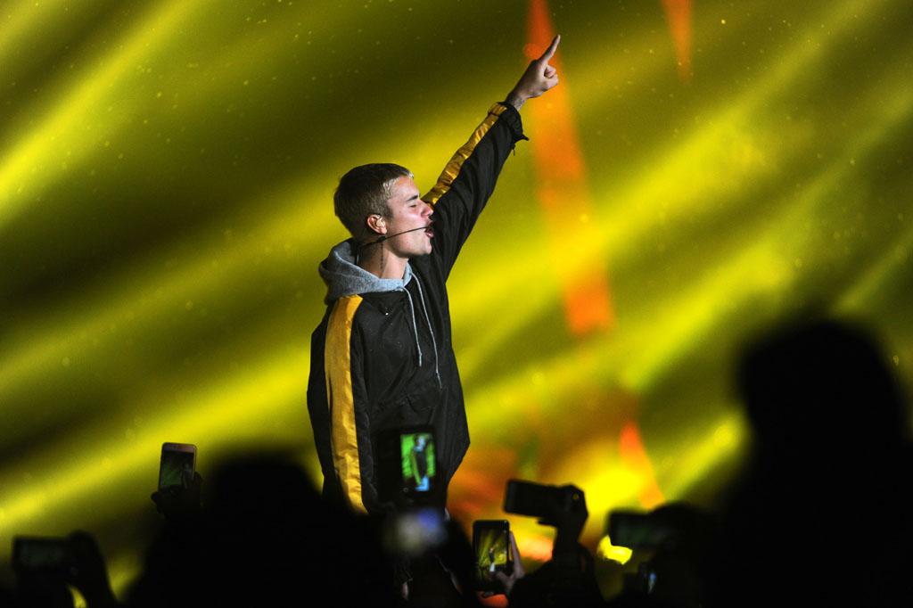 Justin Bieber performs at the FNB Stadium, 14 May 2017, in Johannesburg. The rain and cold weather did not dampen the excitement of 63 000 fans that packed the stadium for the pop star. Picture: Michel Bega