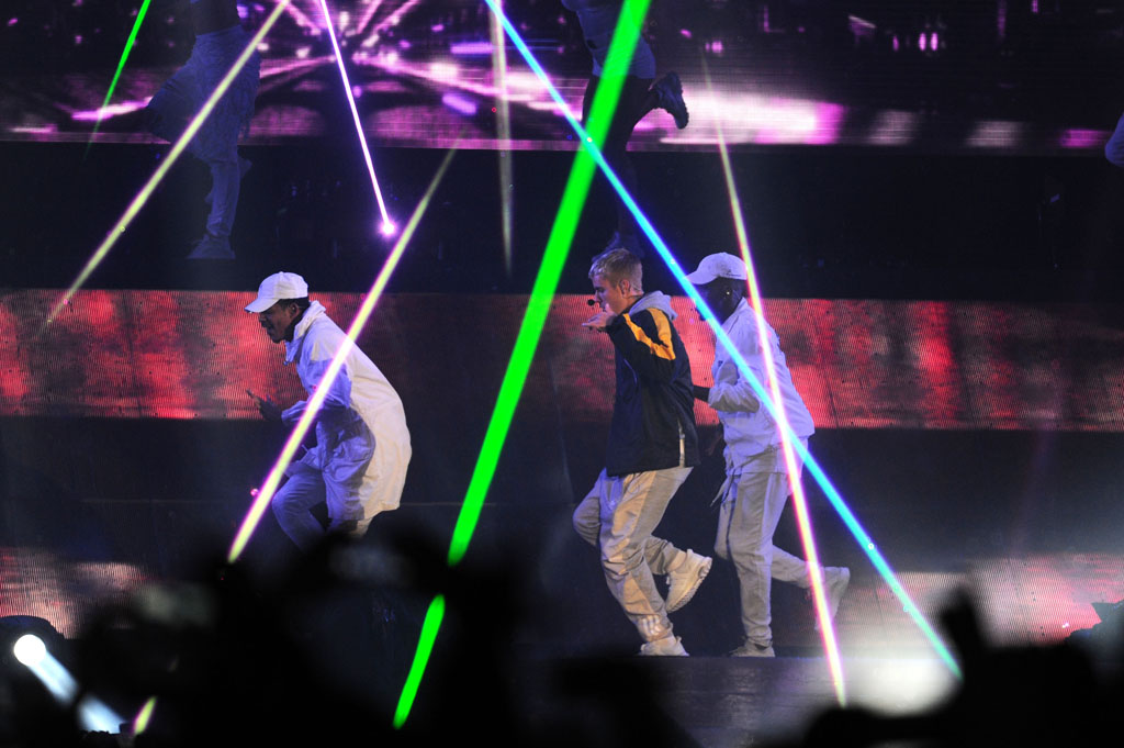Justin Bieber performs at the FNB Stadium, 14 May 2017, in Johannesburg. The rain and cold weather did not dampen the excitement of 63 000 fans that packed the stadium for the pop star. Picture: Michel Bega