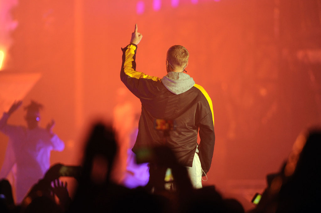 Justin Bieber performs at the FNB Stadium, 14 May 2017, in Johannesburg. The rain and cold weather did not dampen the excitement of 63 000 fans that packed the stadium for the pop star. Picture: Michel Bega