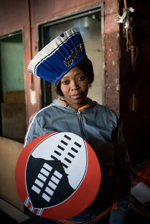 Lucia Khumalo, the wife of Nhlanhla, makes traditional hats and skirts to bring in some income. The hats are made using recycled cardboard, with purchased material and beads. Lucia can make 50 hats per day, which she sells at a nearby shop. She also runs a food store, and prepares meals for the needy living in the community. Picture: Yeshiel Panchia