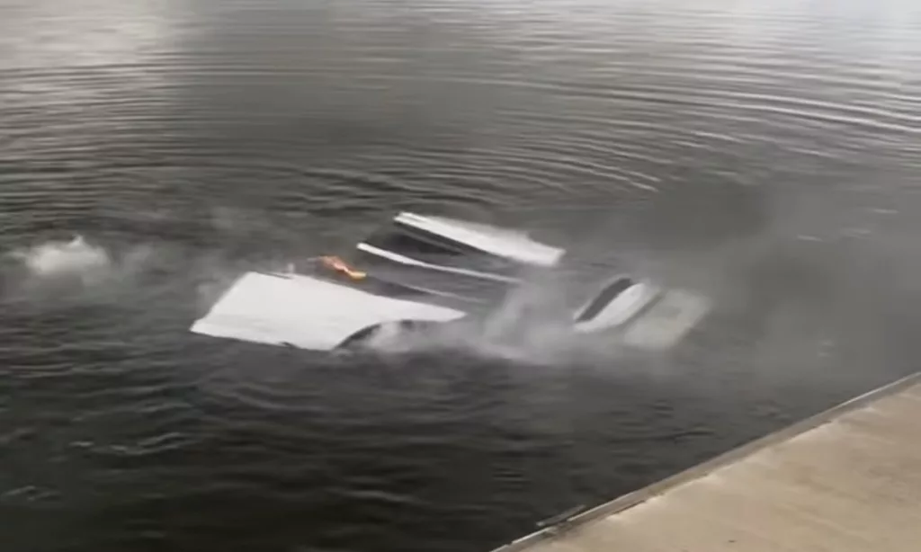 Watch: Tesla Model X catches fire after being submerged in water ...