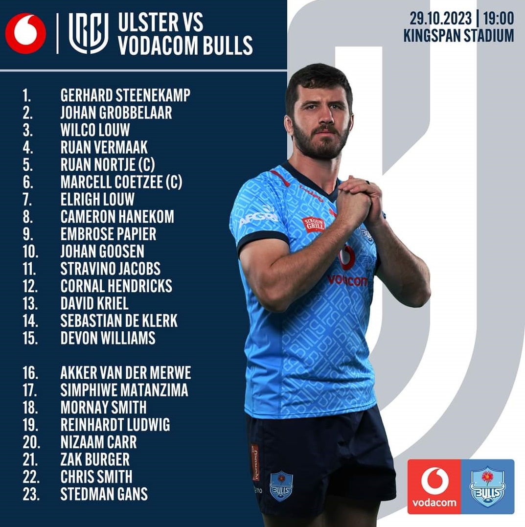 Bulls bring Hendricks in for Vorster; Jacobs is back on the wing and