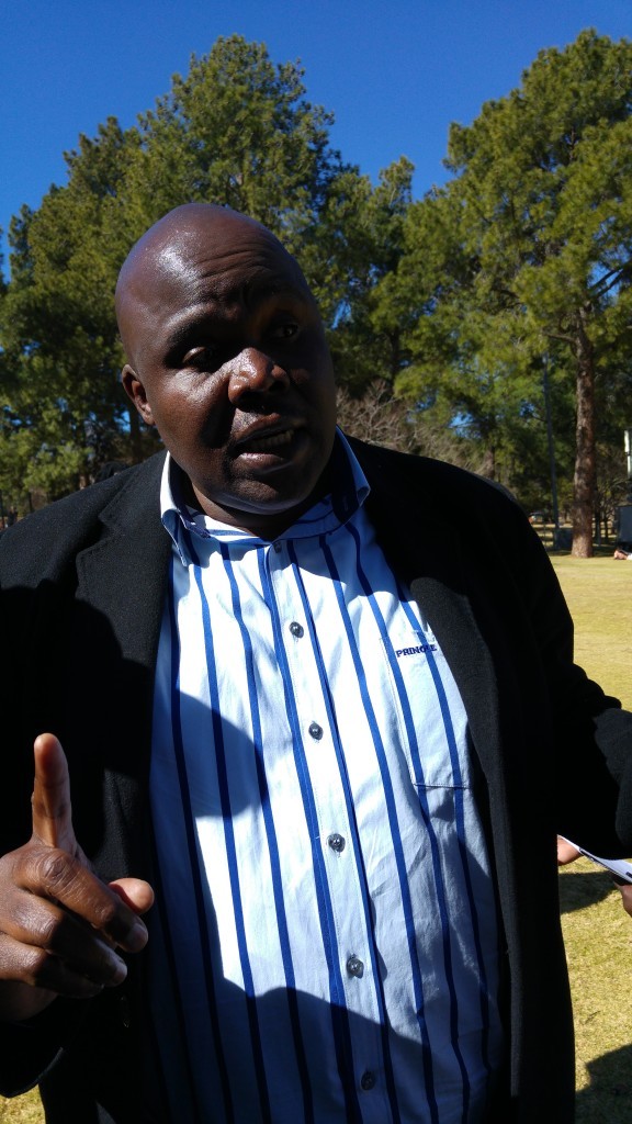 Satawu deputy general secretary Nicholas Maziya talking to journalists after a memorandum was handed over to the Presidency at Union Buildings in Pretoria. Picture: ANA