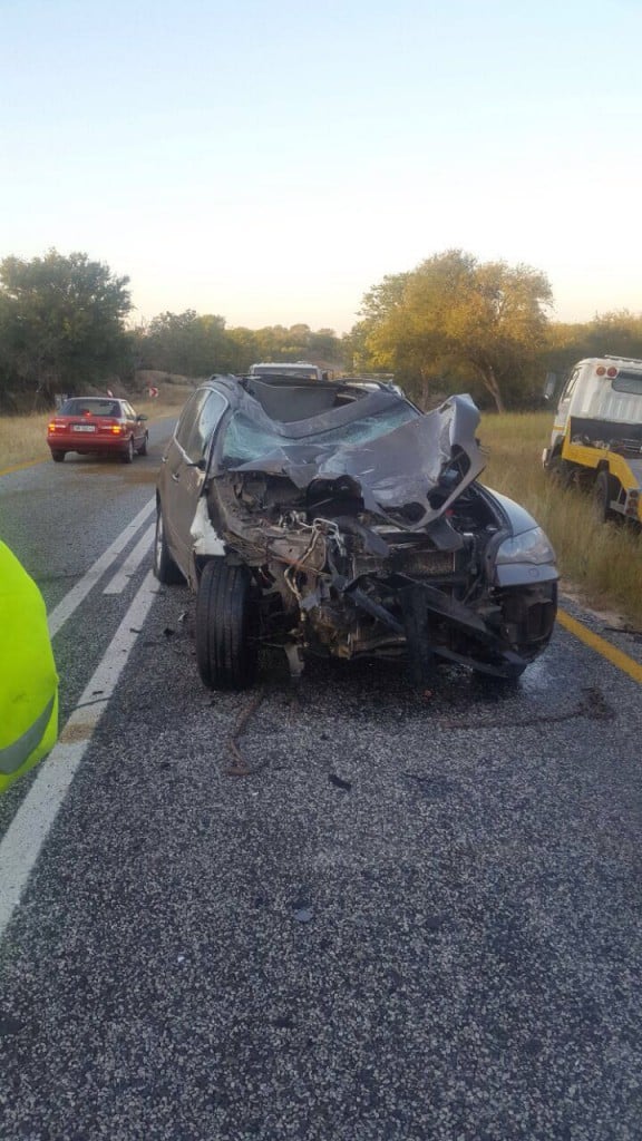 The that was car was wrecked beyond recognition in the early hours this morning. Photo: Letaba Herald