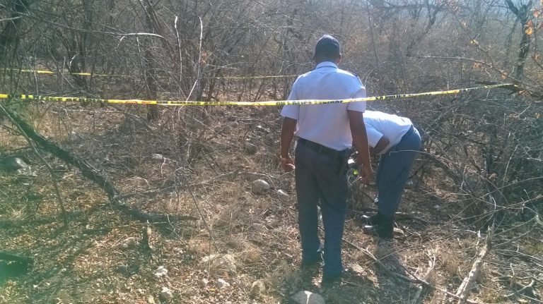 police scrutinising the skeleton