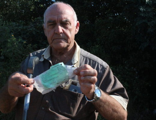 Empangeni resident Fred Lubbe holds up a label which clearly indicates the name of the deceased – PHOTO: Orrin Singh