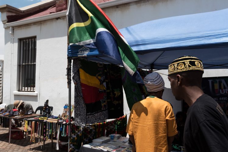 Man holding SA flag