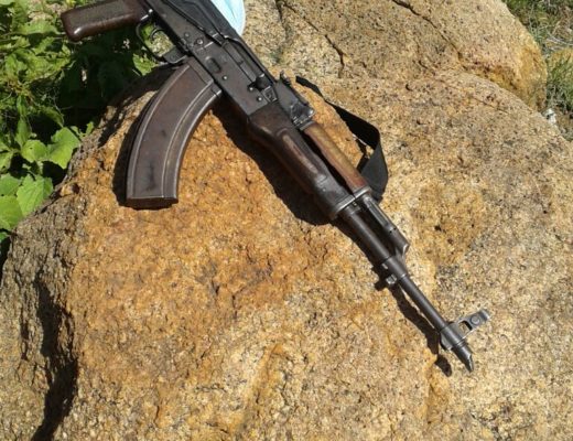 One of the rifles seized by police.