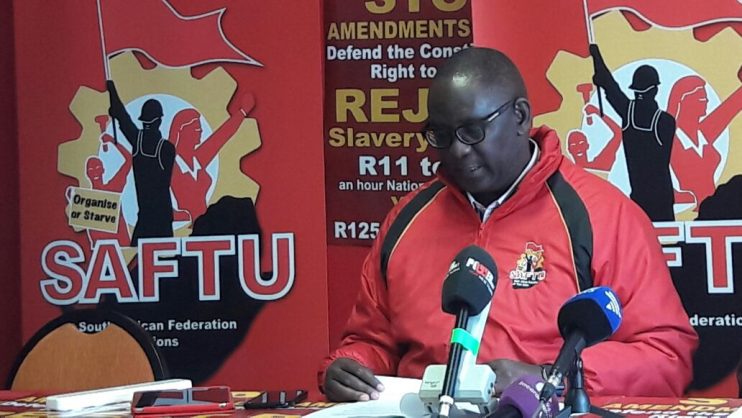 Saftu secretary general Zwelinzima Vavi speaking during a media briefing in Johannesburg, 17 May 2018. Vavi was appointed to the working-class summit steering committee early in August.