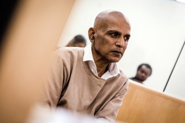 Former Durban councillor, Kessie Nair, sits at the Verulam Family Court, some 25 kilometres north of Durban, South Africa, on September 20, 2018.
Nair has been arrested and charged with making racial insults after he abused South African President Cyril Ramaphosa in a video posted on social media, police said. Picture: AFP PHOTO / RAJESH JANTILAL
