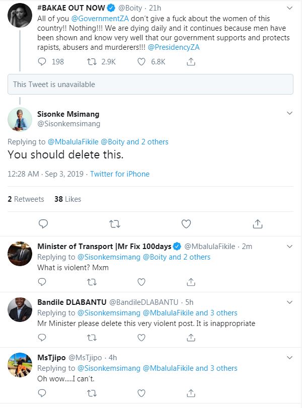 fikile mbalula and boity on femicide and gbv