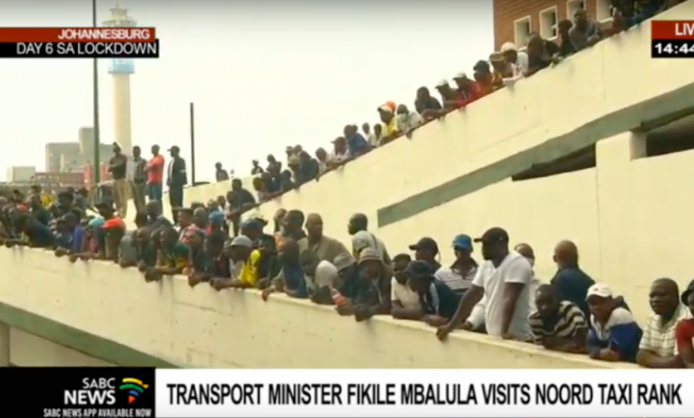 WATCH: Mbalula called an April fool as he speaks to hundreds of people at taxi rank