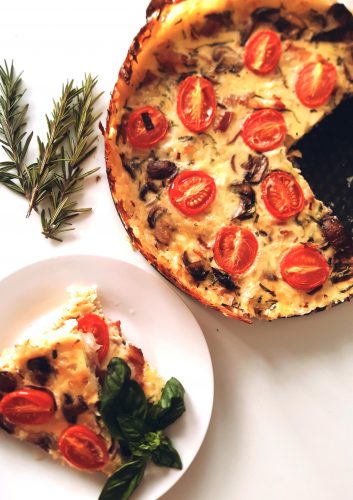Classic quiche lorraine with potato crust