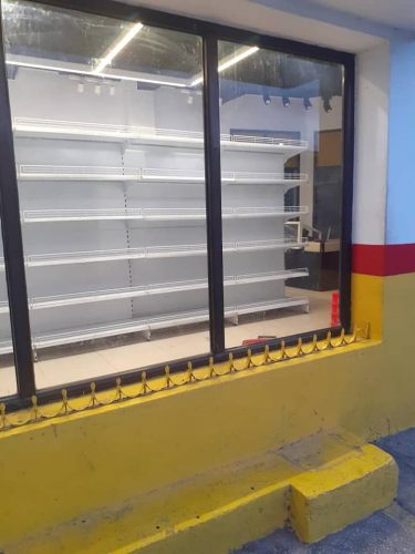 Shelves are empty in several stores, where students had hoped to buy extra food.