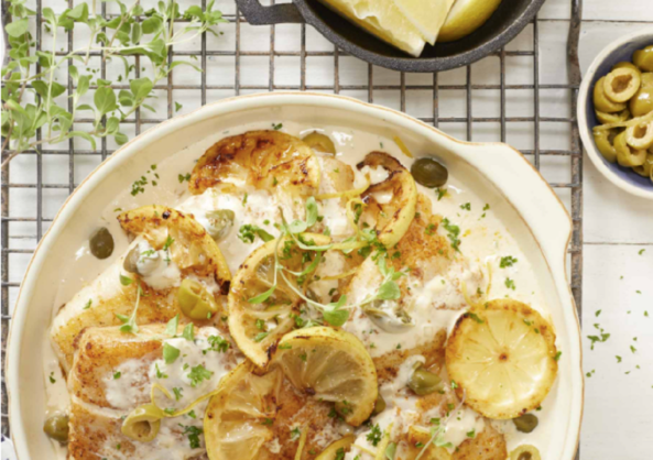 Versatile fish with creamy Lemon and caper sauce recipe