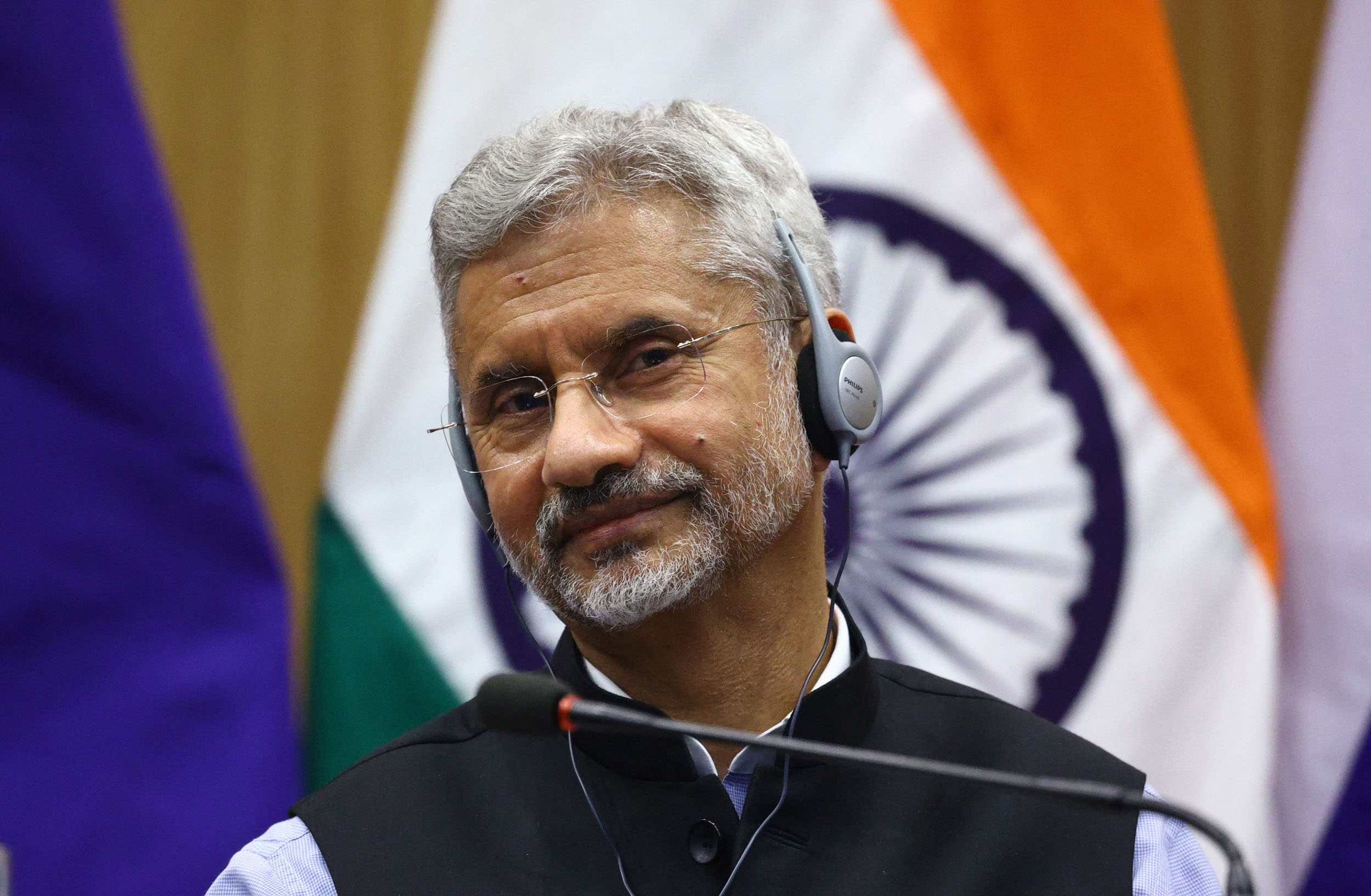 This handout picture released on April 6, 2021 by the Russian Foreign Ministry shows India's Foreign Minister Subrahmanyam Jaishankar as he attends a press conference following his meeting with his Russian counterpart in New Delhi. (Photo by Handout / RUSSIAN FOREIGN MINISTRY / AFP) / RESTRICTED TO EDITORIAL USE - MANDATORY CREDIT "AFP PHOTO / Russian Foreign Ministry / handout " - NO MARKETING - NO ADVERTISING CAMPAIGNS - DISTRIBUTED AS A SERVICE TO CLIENTS
