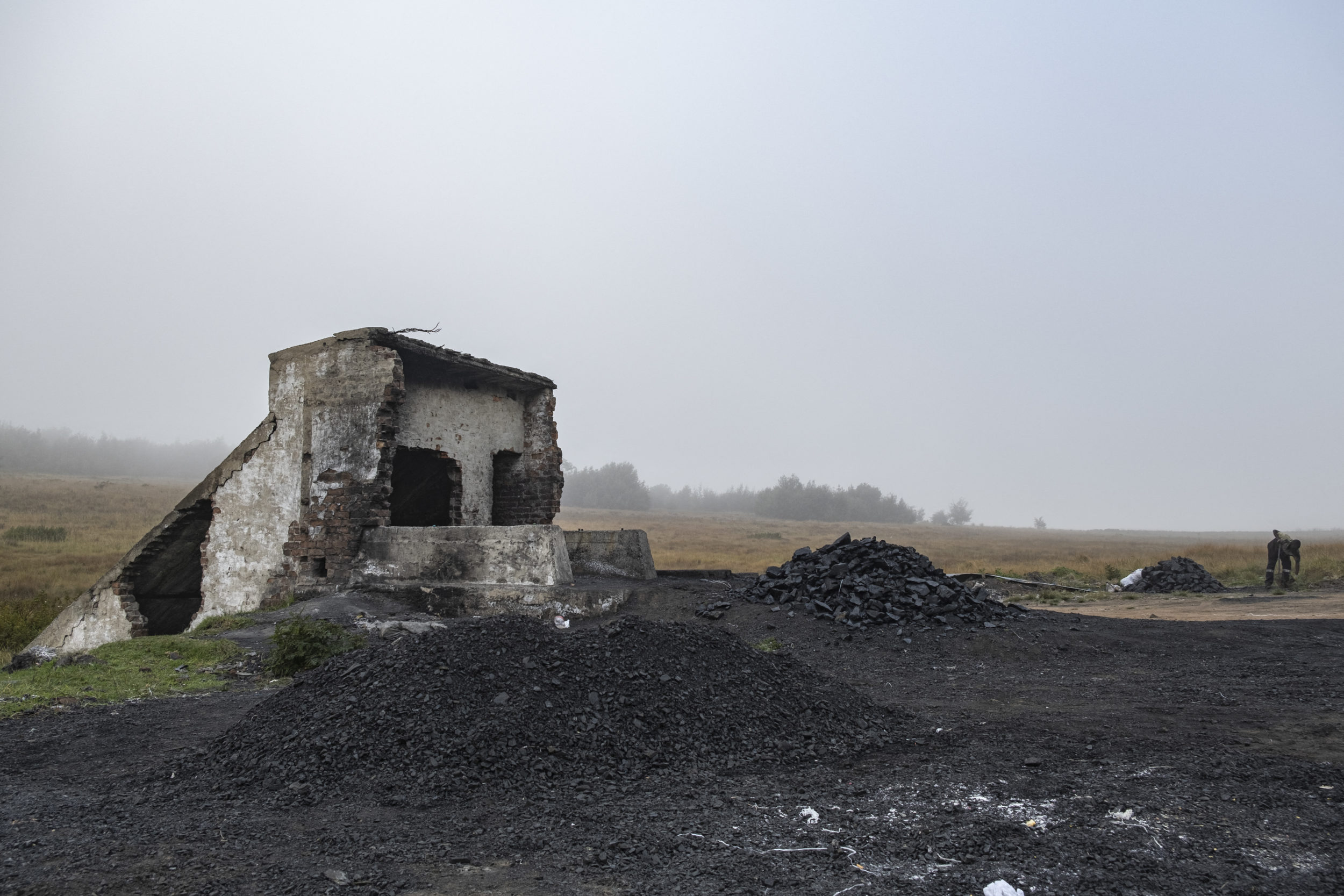 A general view of the Goldview coal mine entrance in Ermelo on 21 April 2021. After spending a night underground, breaking off, bagging and lugging coal, Bonginkosi makes a pile of coal at the entrance of the mine before a truck collects the ore for sale. Picture: Emmanuel Croset/AFP