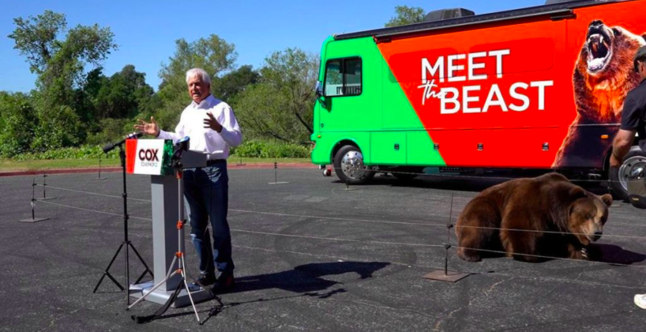 John Cox and 'Tag' the bear