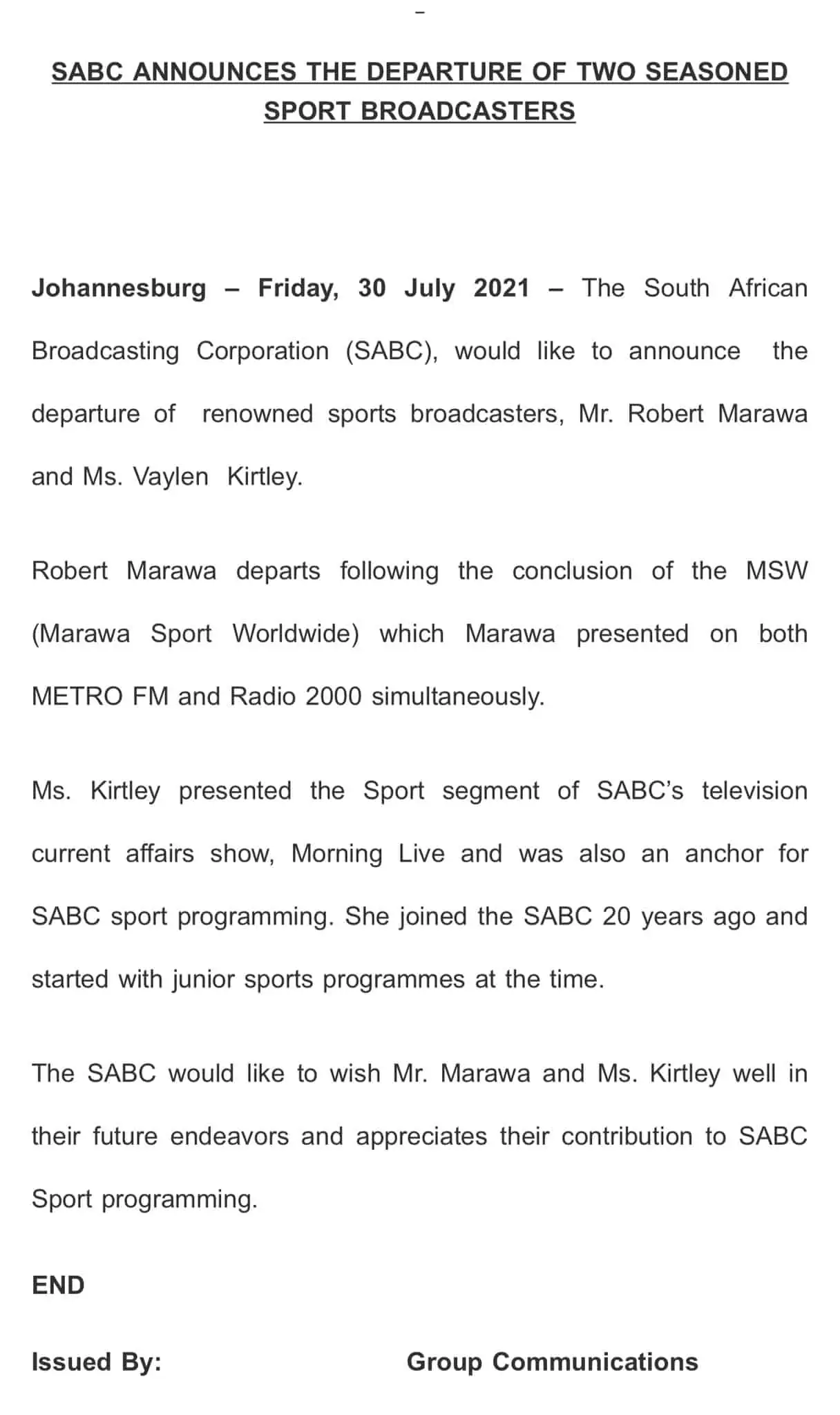 How Robert Marawa got axed from SABC, EntertainmentSA News South Africa