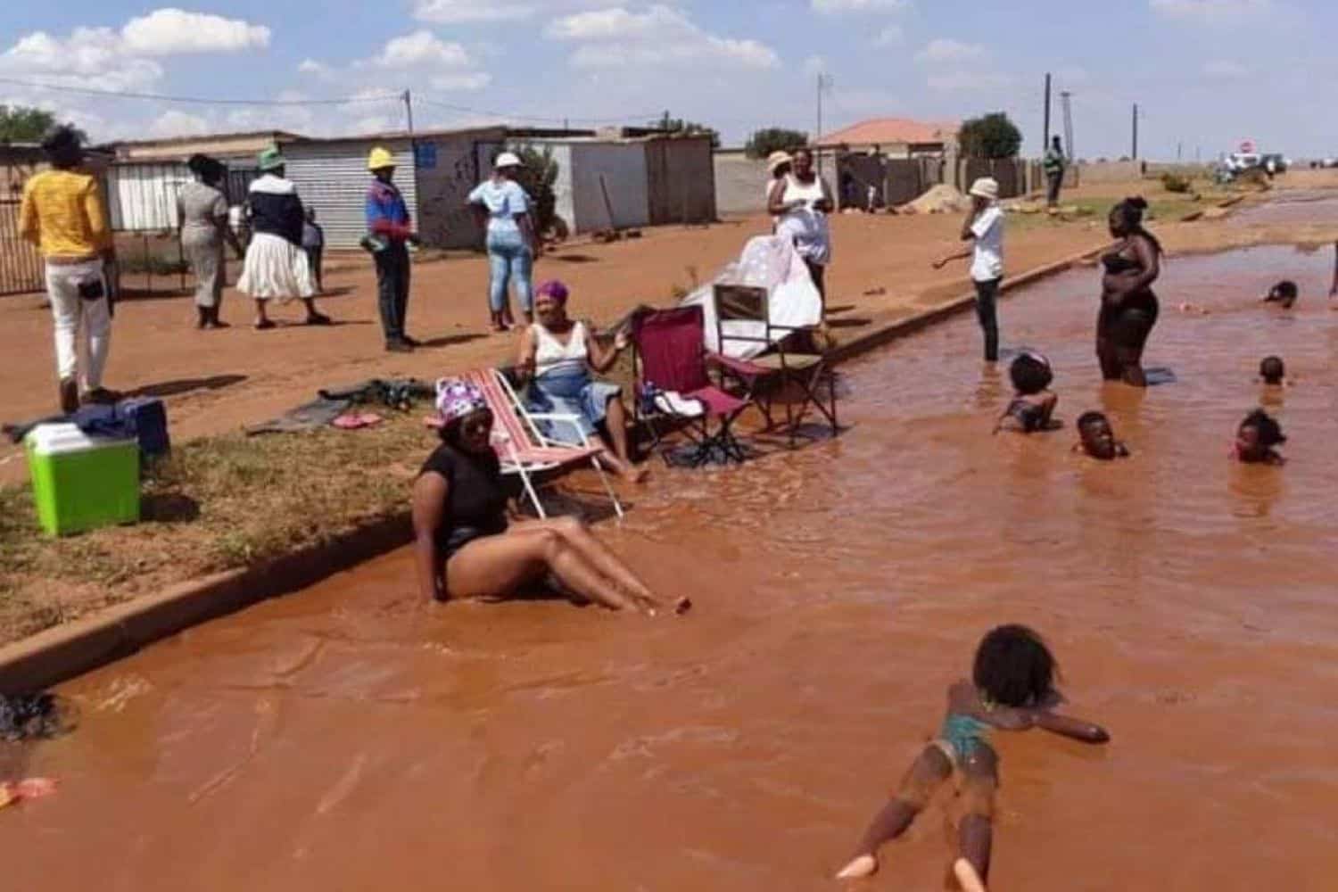 Vaal residents protest service delivery by having ‘pool party' in giant pothole