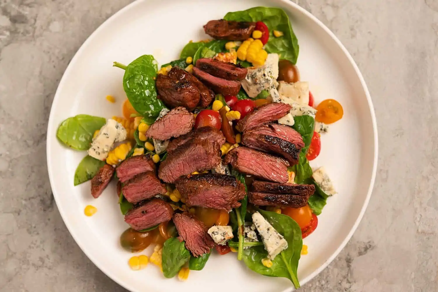 Steak and blue cheese salad