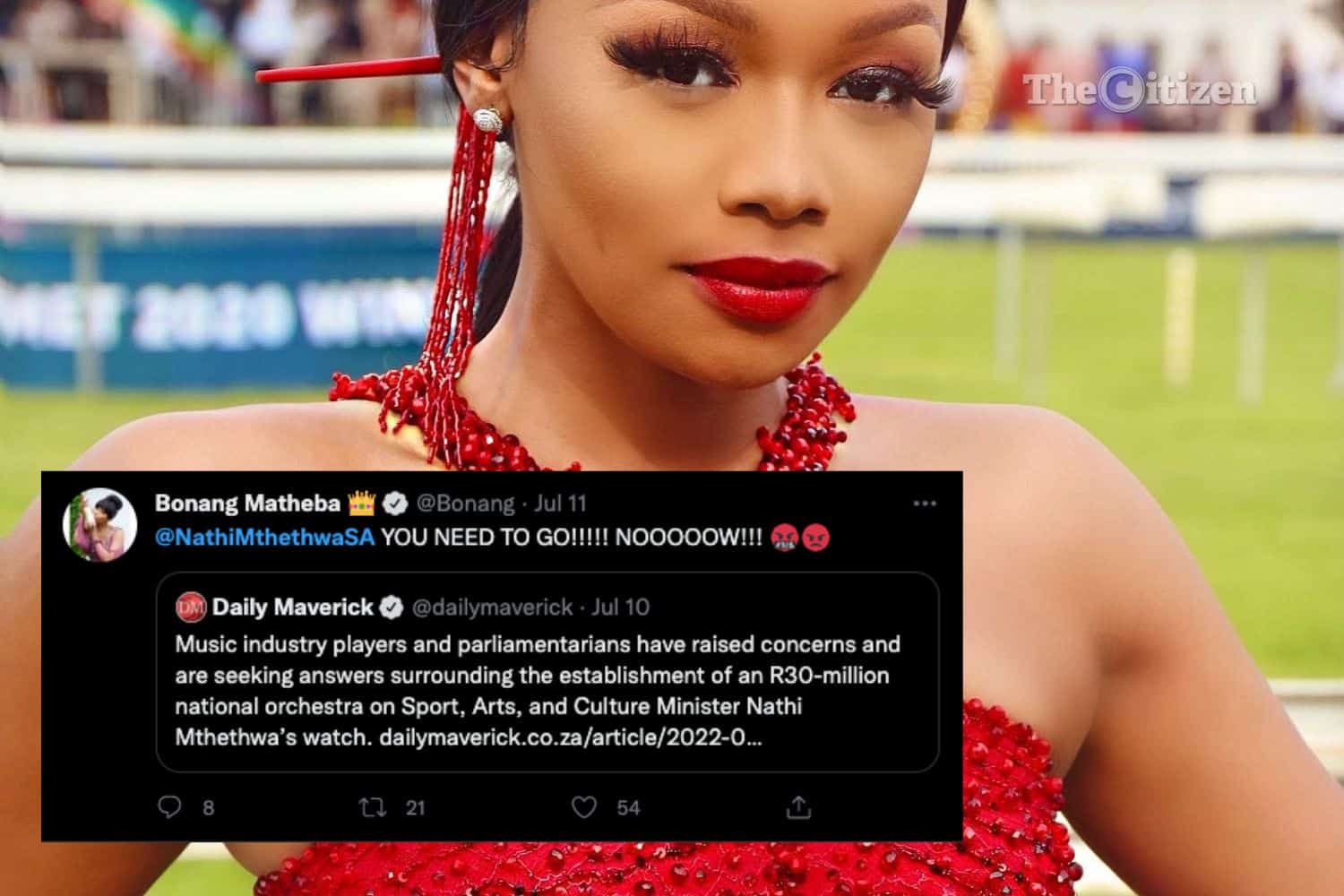 Bonang Won't Take Her Foot Off Nathi Mthetwa's Neck