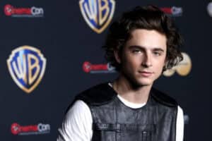 Timothee Chalamet poses for photos as he promotes the upcoming film "Dune: Part Two" during the Warner Bros. (Photo by Gabe Ginsberg/Getty Images)
