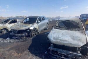 Chaos at Bethlehem Airshow after 19 cars damaged by fire [VIDEO]