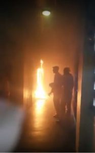 Medium B section on fire.