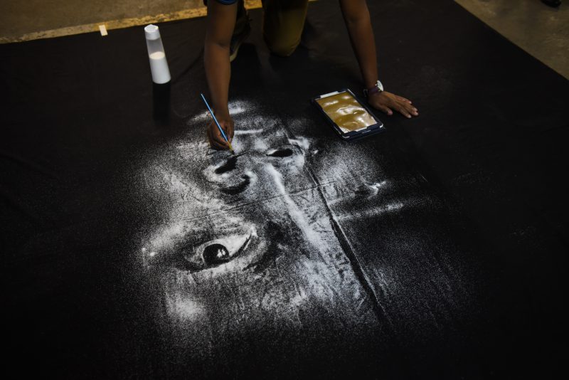 Percy Maimela is seen shaping a portrait of Julius Malema. Picture: Jacques Nelles