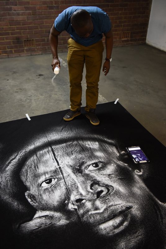 Percy Maimela is seen shaping a portrait of Julius Malema. Picture: Jacques Nelles