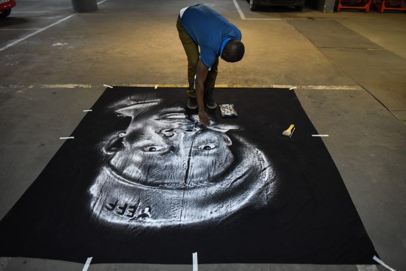 Percy Maimela is seen shaping a portrait of Julius Malema. Picture: Jacques Nelles