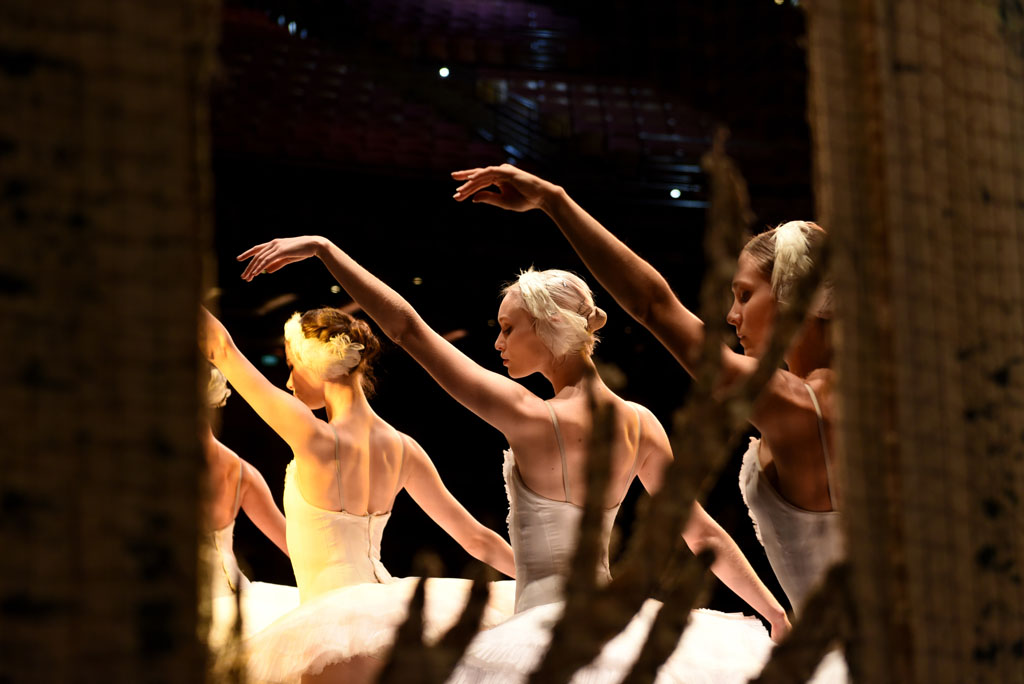 Ballerinas are pictured backstage during a performance. Picture: Tracy Lee Stark